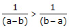 1/(a - b) > 1/(b - a)