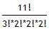 11! / (3!*2!*2!*2!)
