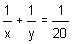 1/x + 1/y = 1/20