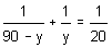 1/(90-x) + 1/y = 1/20